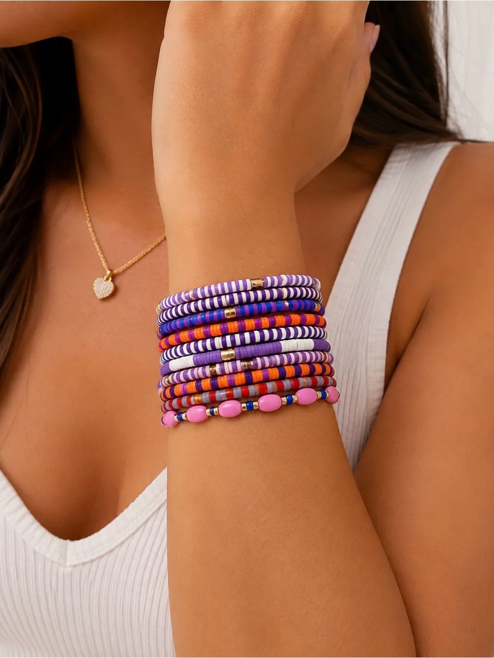 Roxanne Assoulin Purple Stretch Therapy Bracelet Set of 10 NEW
